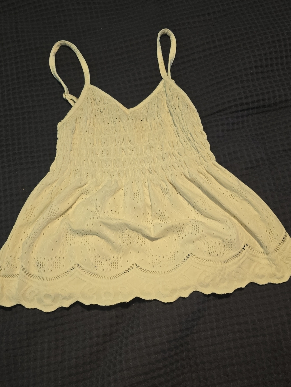Women’s White Eyelet Smocked Cami Top
